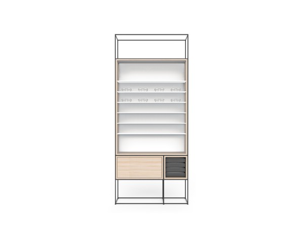 CAROLINE Wall Display with Drawers and Shelves CR-SET WP-CD-A LED 02