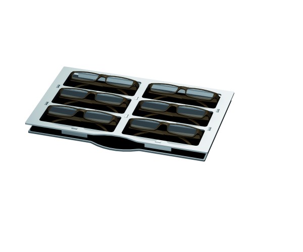 Tablar aus Acrylglas mit Filzauflage für 6 Brillen