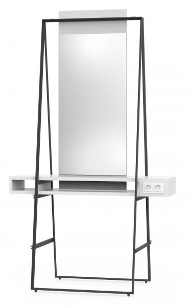 Styling unit for 2 persons with 1 mirror and 1 double power socket on both sides