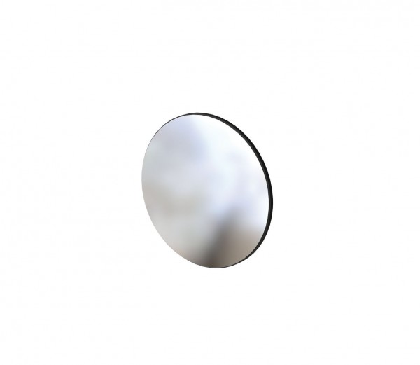 Mirror, round, on base plate made of aluminum, white powder-coated